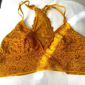 Mustard yellow aerie lacy bra